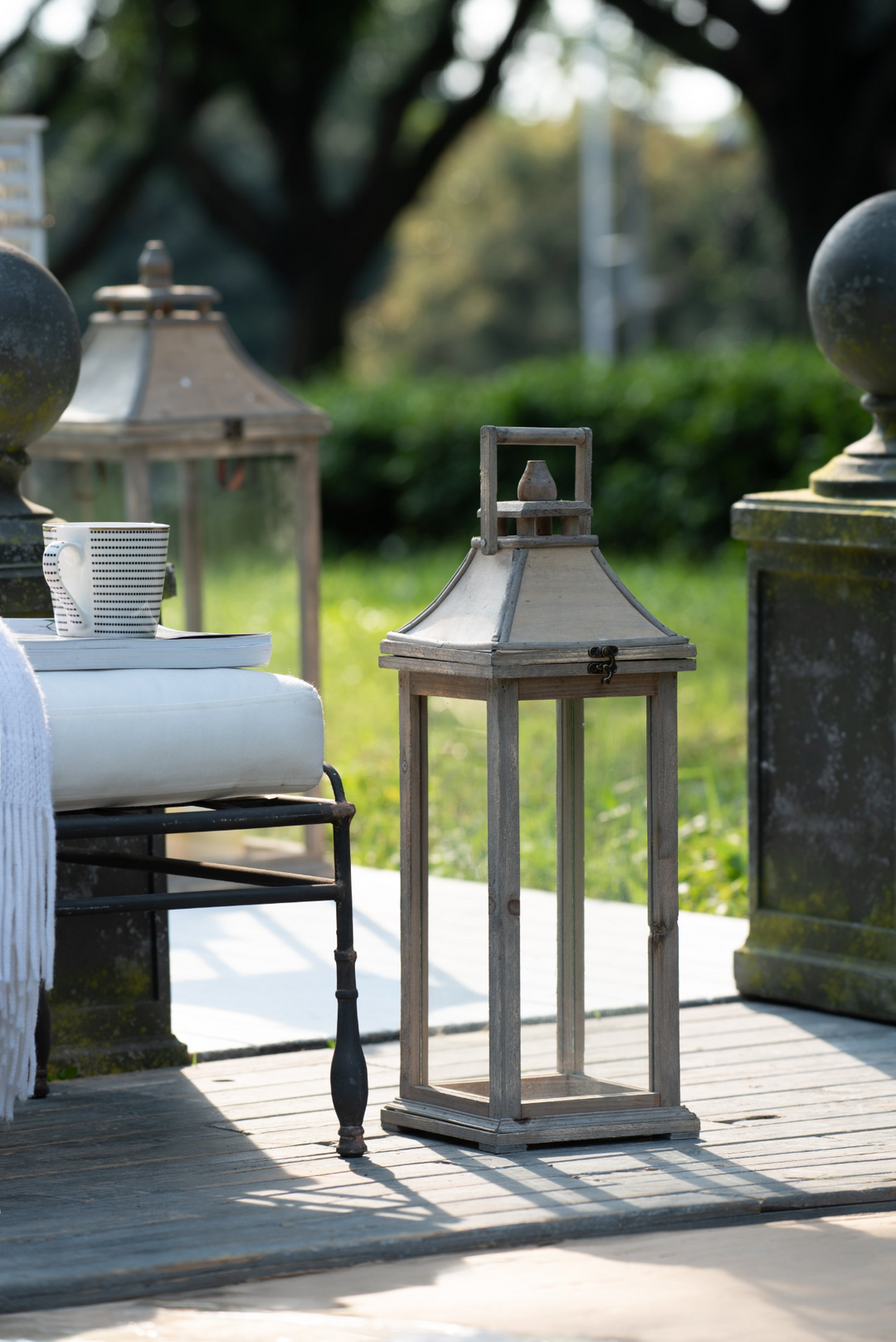 Elegant Wooden Candle Lantern Set - Timeless Decor for Indoor and Outdoor Spaces