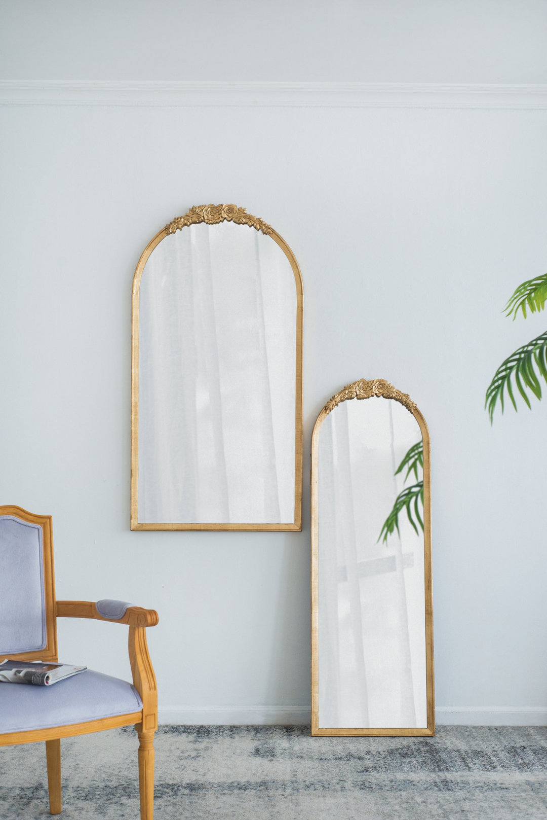 Gold Wood Floor Mirror | Full Body Dressing Mirror for Bathroom Bedroom Living Room | 19"x56"