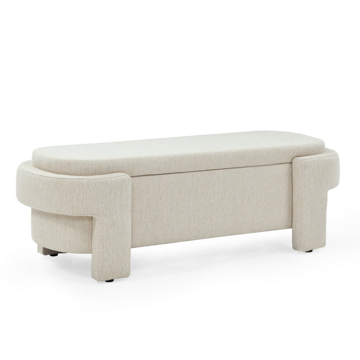 Linen Fabric Upholstered Bench with Large Storage Space for the Living Room, Entryway and Bedroom,Beige,( 51.5''x20.5''x17'' )