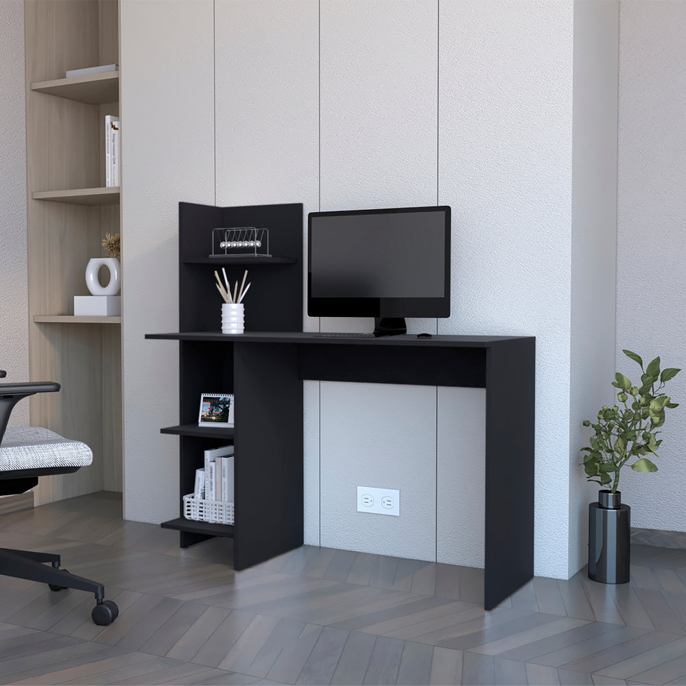 Modern Black Finish Desk Wichita with Four Shelves