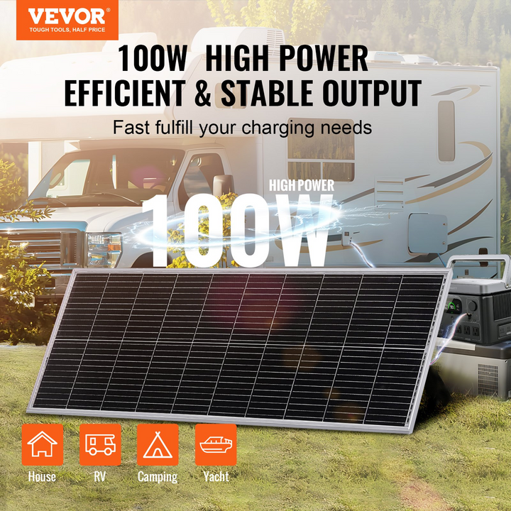 VEVOR 100W Monocrystalline Solar Panel Kit 12V Solar Panel & Charge Controller