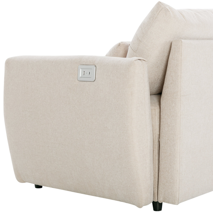 113.3" Convertible Sectional Sofa Couch 3-Seat L-Shaped Sofa with Movable Ottoman and  USB for Apartment, Living Room, Bedroom, Beige