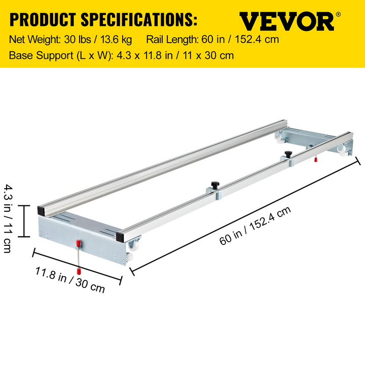 VEVOR Router Sled, 60 inches / 152.4cm Width, Slab Guide Jig for Woodworking with Locking Function, Portable and Easy to Adjust, Trimming Planing Machine for Wood Flattening, Home DIY