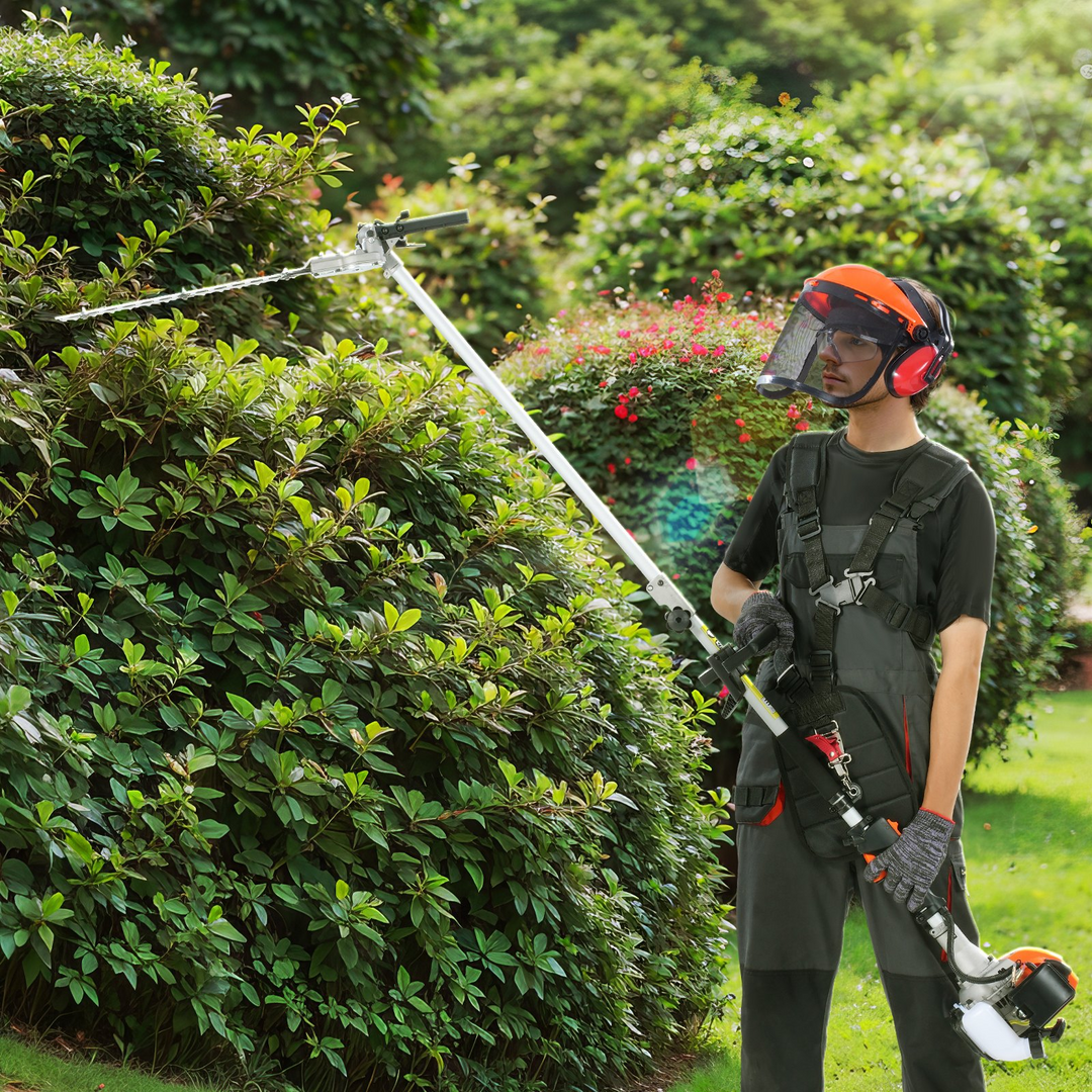VEVOR 26CC 6-in-1 Multi-Functional Trimming Tools, Gas Hedge Trimmer, Weed Eater, String Trimmer, Brush Cutter, Edger, Pole Saw Chainsaw Pruner with Extension Pole