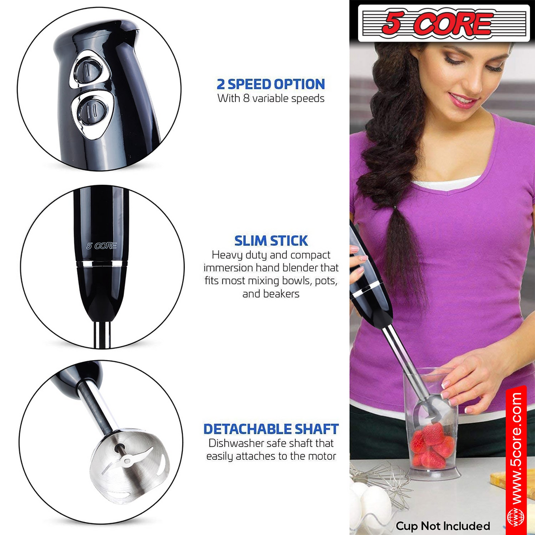 5Core Immersion Hand Blender 500W Stick Handheld Mixer Kitchen Electric Whisk