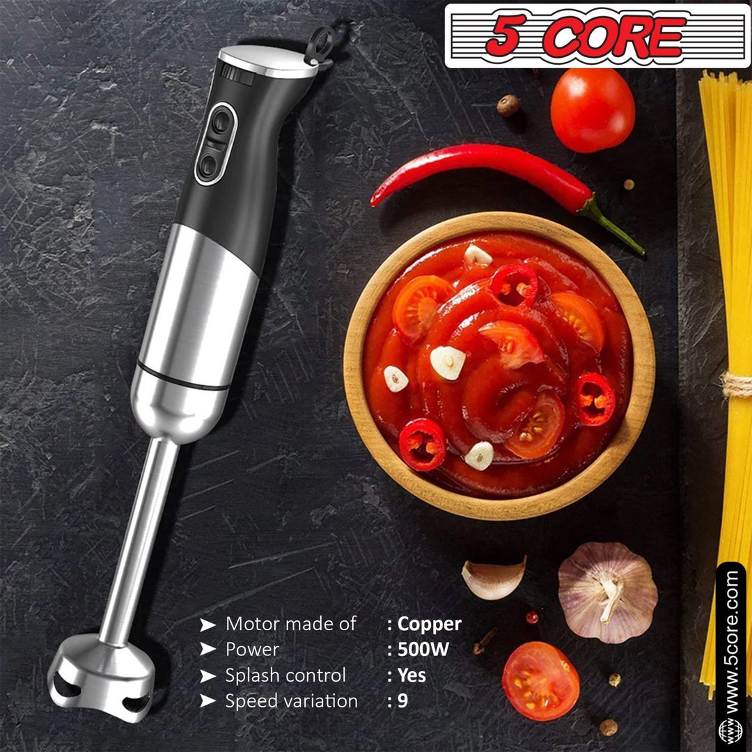 5Core Immersion Hand Blender 500W Stick Handheld Mixer Kitcchen Electric Whisk