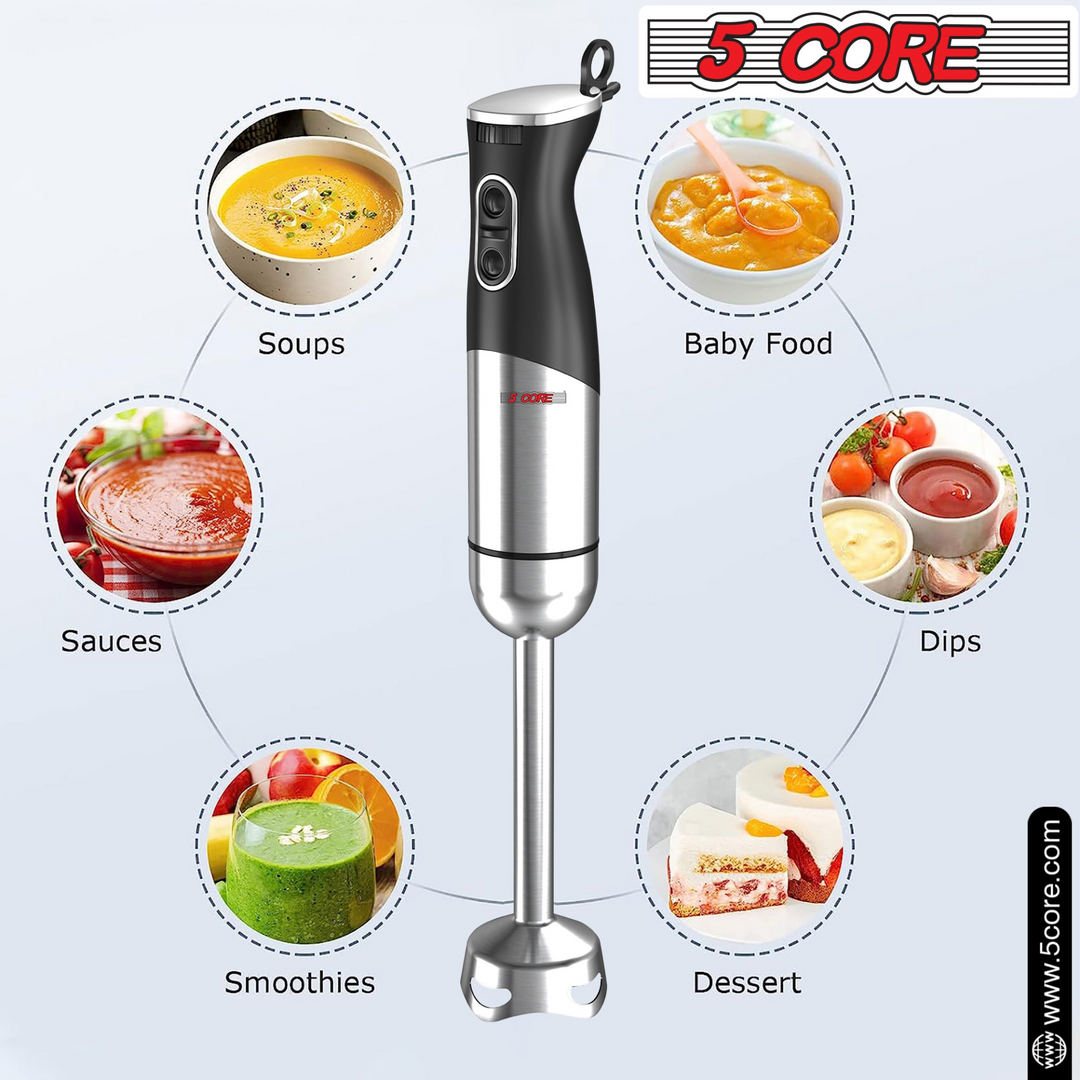 5Core Immersion Hand Blender 500W Stick Handheld Mixer Kitcchen Electric Whisk