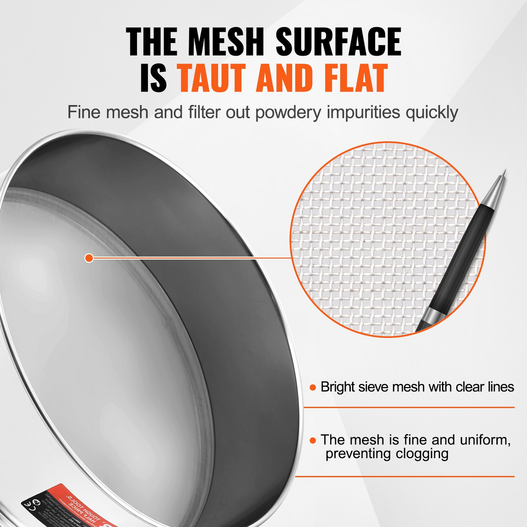 VEVOR Flour Sieve Fine Mesh Stainless Steel 80 Mesh Flour Sifter for Baking Cake