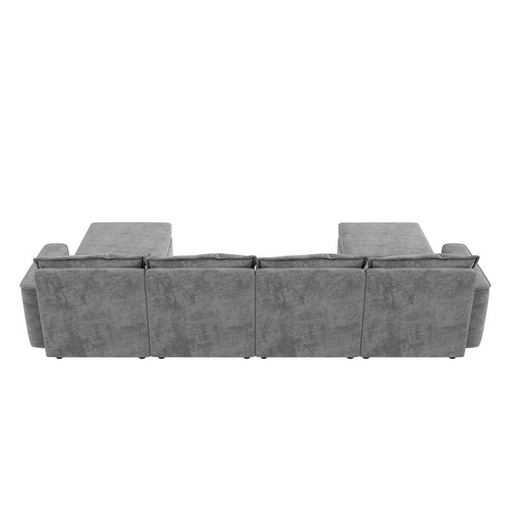 115*58" Chenille Modular Sectional Sofa,U Shaped Reversible Couch,Free Combination,6 Seat Sleeper Sofa Bed with Ottoman,Convertible Oversized Indoor Furniture for Living Room,Gray