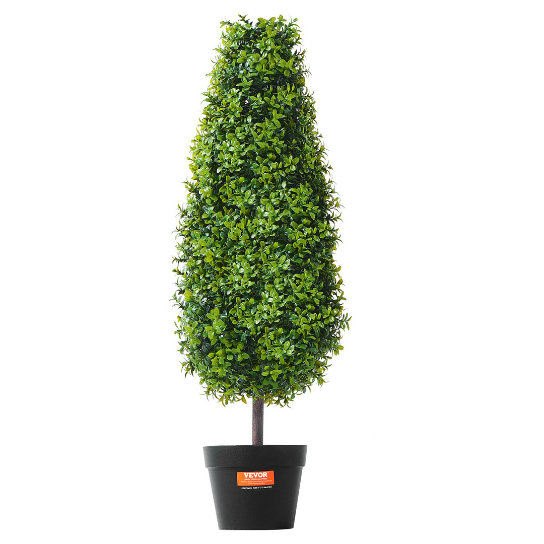 VEVOR 2 Pack 3' Artificial Boxwood Topiary Tree Faux Plant UV Decor In/Outdoor