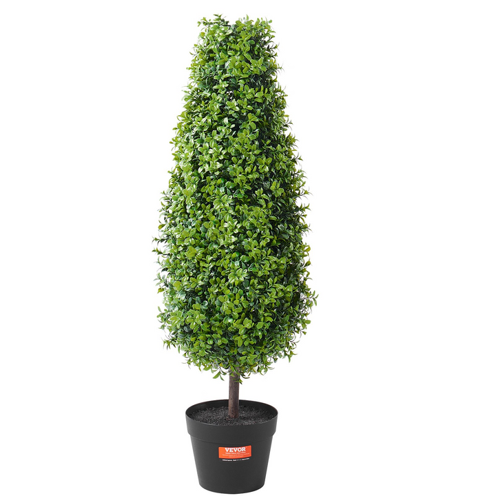 VEVOR 2 Pack 3' Artificial Boxwood Topiary Tree Faux Plant UV Decor In/Outdoor