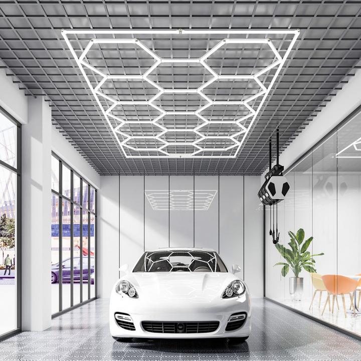 VEVOR Hexagon Garage Lights 66300LM – 15 Grids Honeycomb LED Ceiling Light for Shops & Garages, 6500K Daylight, Energy Efficient & Durable