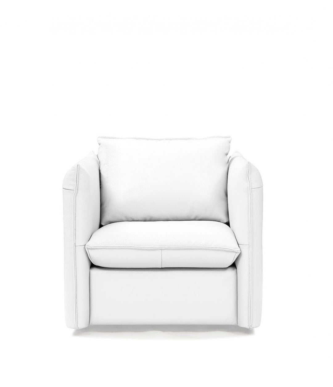 36" White Genuine Leather And Silver Swivel Accent Chair-2