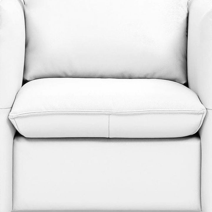 36" White Genuine Leather And Silver Swivel Accent Chair-4