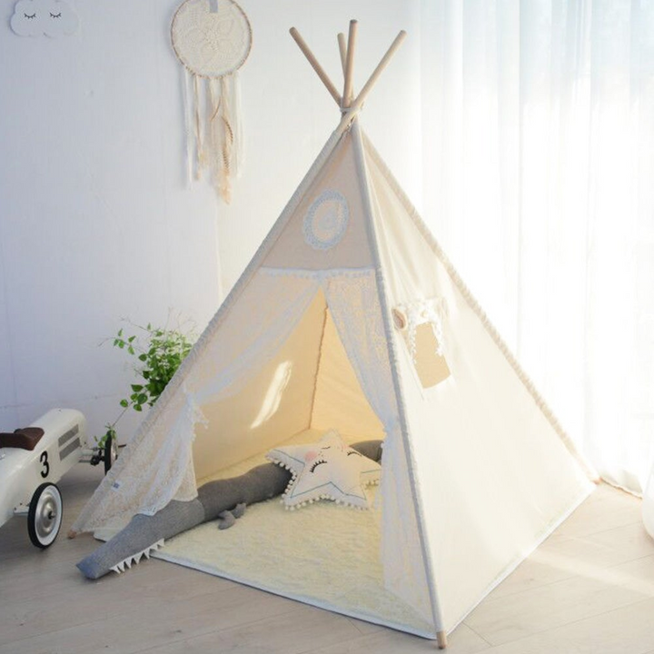 Enchanted Dreams White Lace Teepee Tent for Kids - Magical Playhouse Hideaway