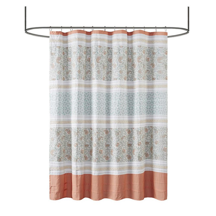 Madison Park Dawn Cotton Shower Curtain - Charming Shabby Chic Bathroom Decor