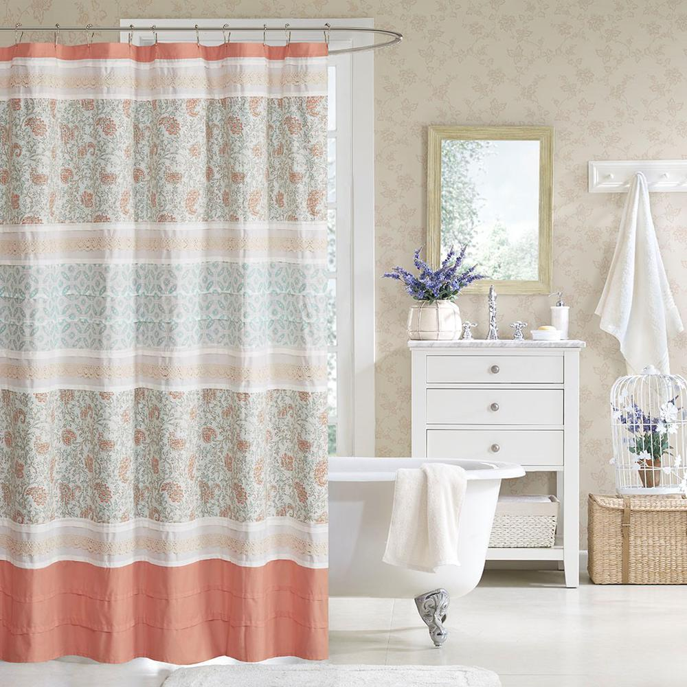 Madison Park Dawn Cotton Shower Curtain - Charming Shabby Chic Bathroom Decor