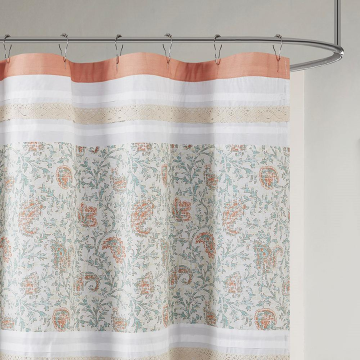 Madison Park Dawn Cotton Shower Curtain - Charming Shabby Chic Bathroom Decor