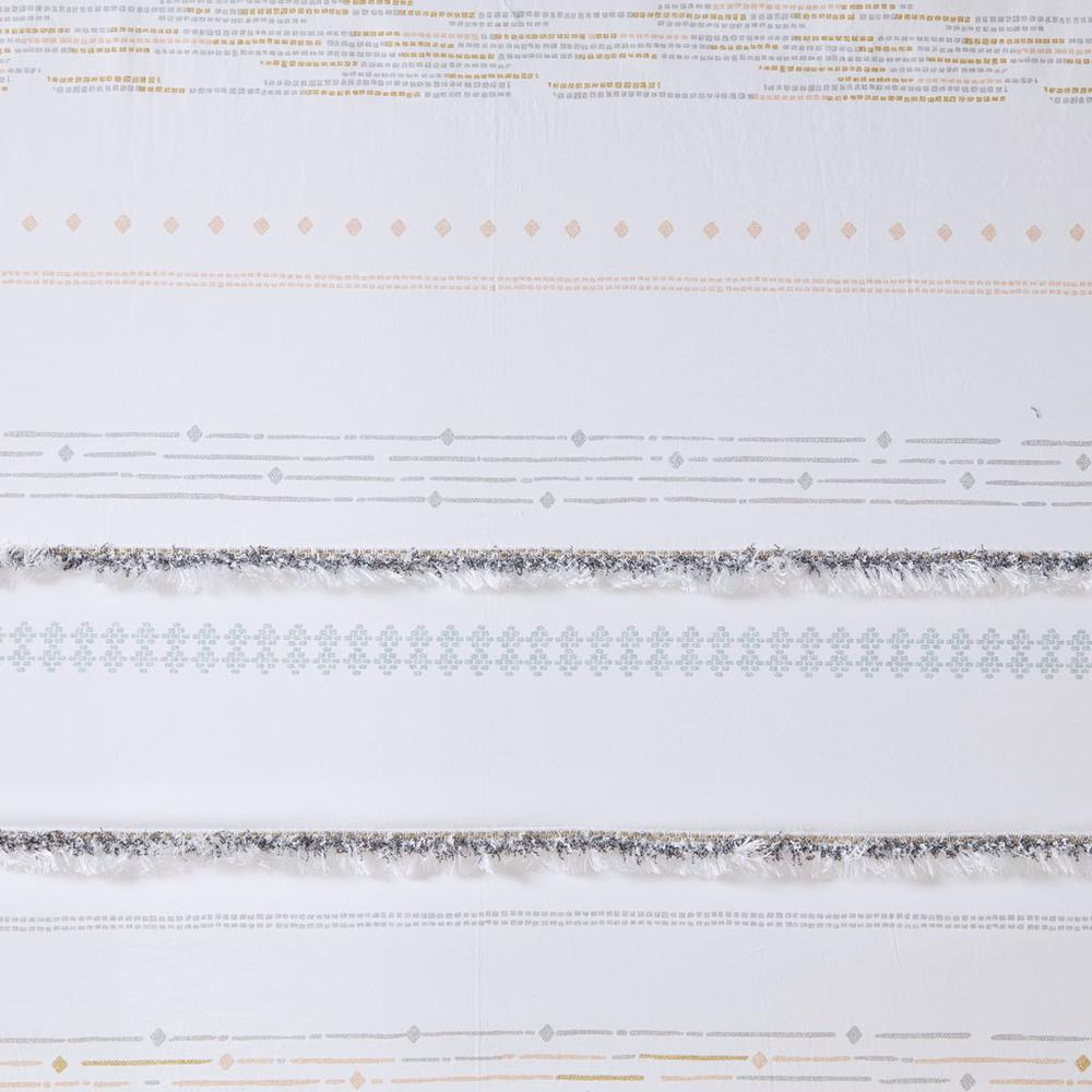 INK+IVY Nea Cotton Printed Shower Curtain with Trims - Multi Stripe Boho Design