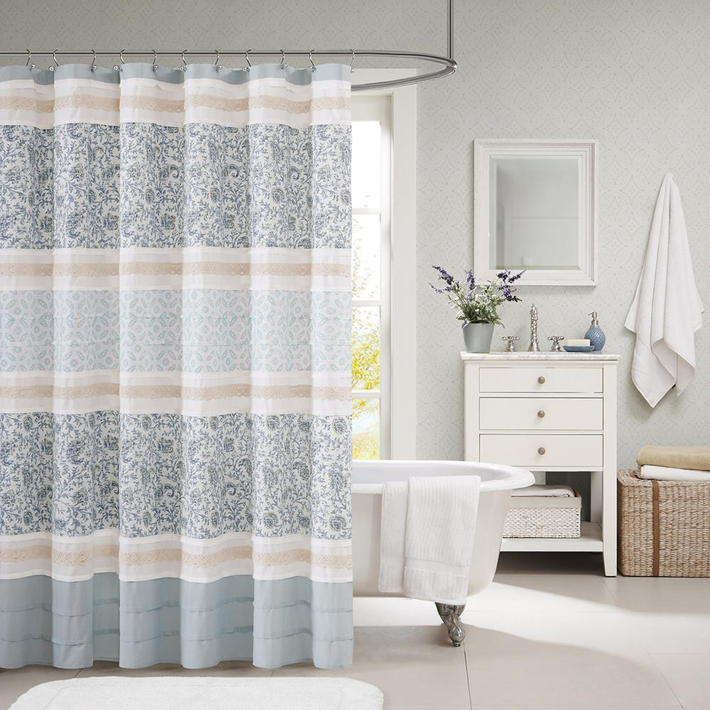 Madison Park Dawn Cotton Shower Curtain - Shabby Chic Paisley Design