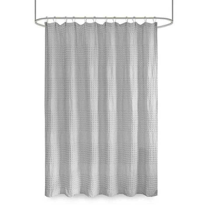 Madison Park Arlo Super Waffle Textured Solid Shower Curtain - 100% Cotton, White, 72x72"