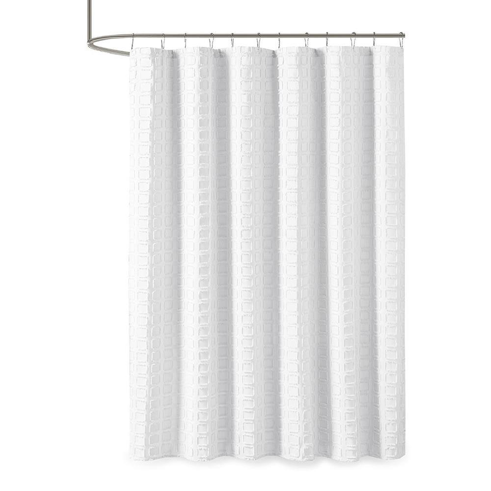 Madison Park Metro Woven Clipped Solid Shower Curtain - Sand