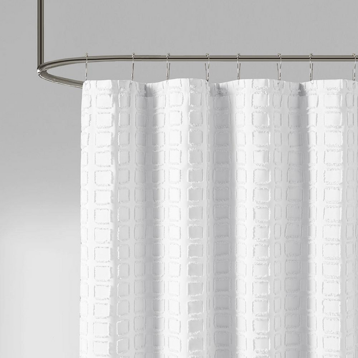 Madison Park Metro Woven Clipped Solid Shower Curtain - Sand