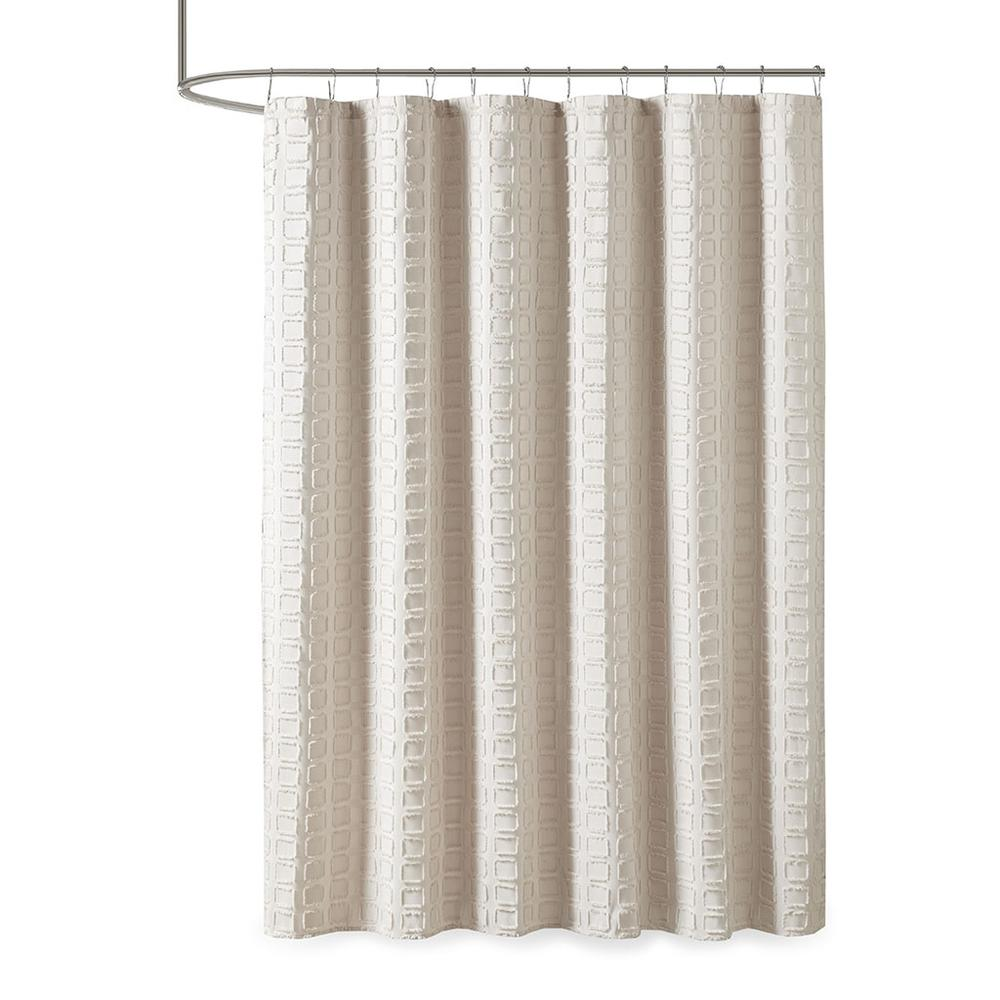 Madison Park Metro Woven Clipped Solid Shower Curtain - Sand