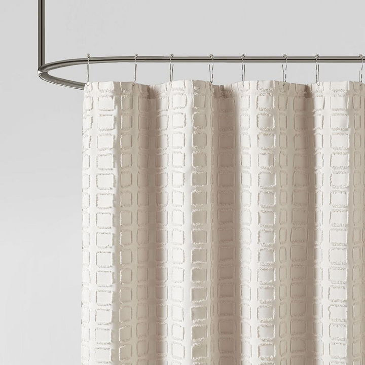 Madison Park Metro Woven Clipped Solid Shower Curtain - Sand