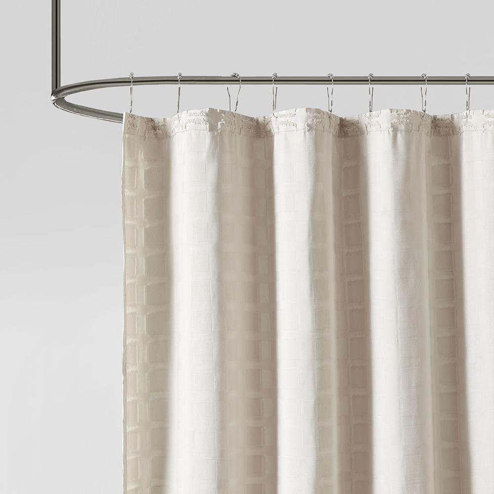 Madison Park Metro Woven Clipped Solid Shower Curtain - Sand