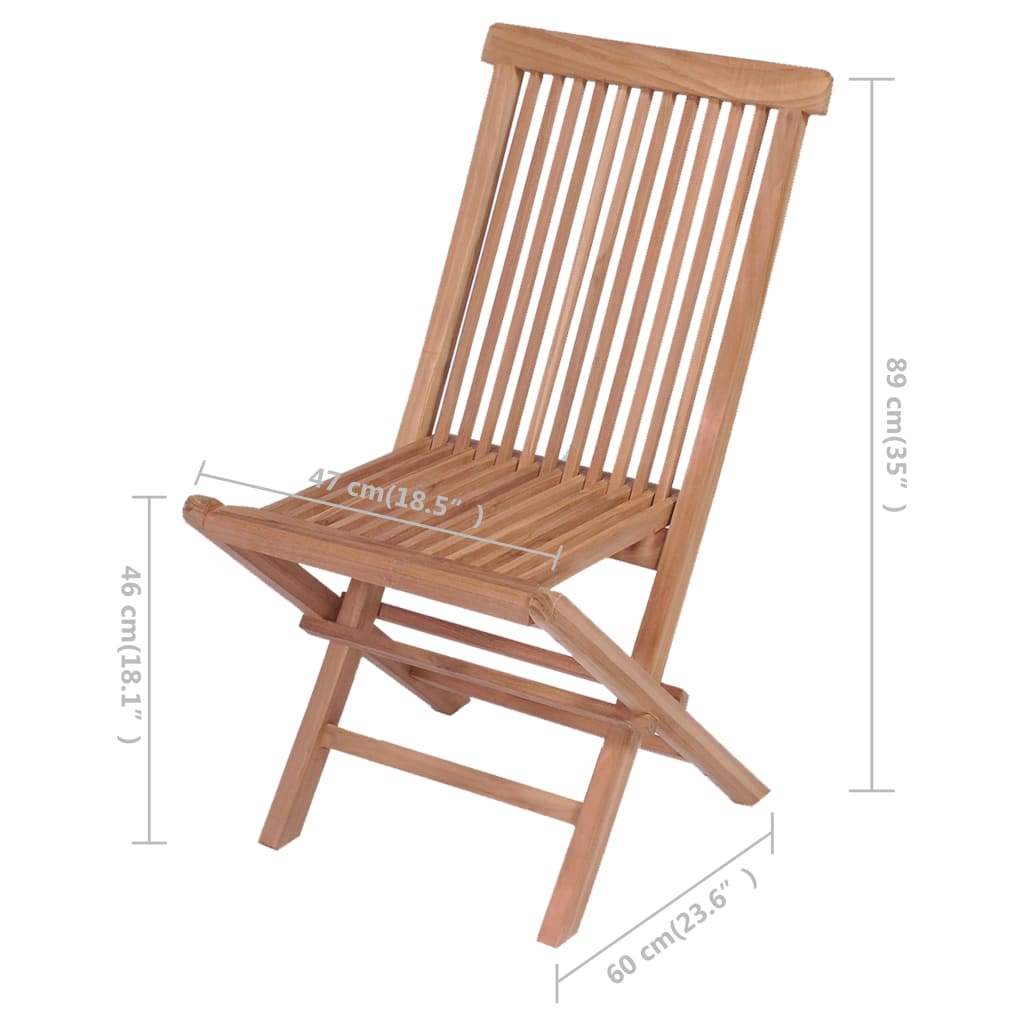 vidaXL Patio Folding Chairs Outdoor Garden Camping Lawn Chair Solid Wood Teak-7