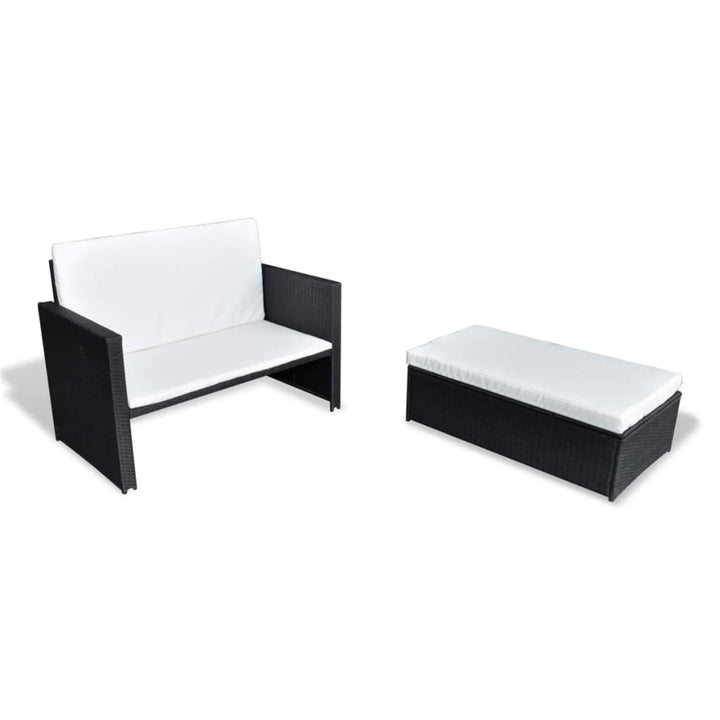 vidaXL 2 Seater Sofa Patio Deck Wicker Sleeper Sofa with Cushions PE Rattan-14