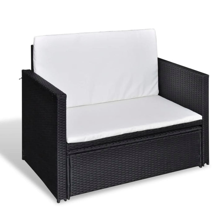 vidaXL 2 Seater Sofa Patio Deck Wicker Sleeper Sofa with Cushions PE Rattan-1