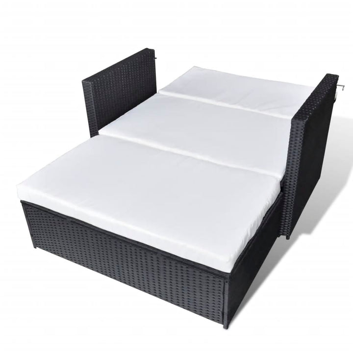 vidaXL 2 Seater Sofa Patio Deck Wicker Sleeper Sofa with Cushions PE Rattan-2