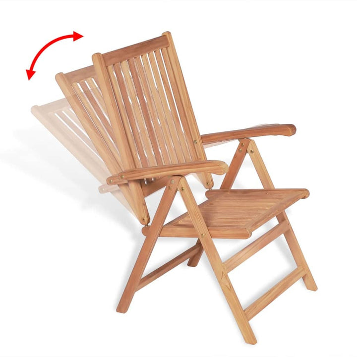 vidaXL Outdoor Recliner Chairs Patio Reclining Lounge Chair Solid Wood Teak-5