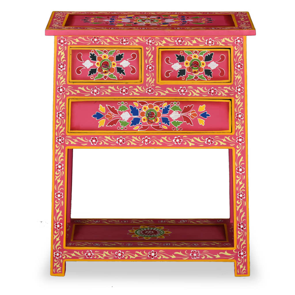 vidaXL Sideboard with Drawers Solid Mango Wood Pink Hand Painted-17