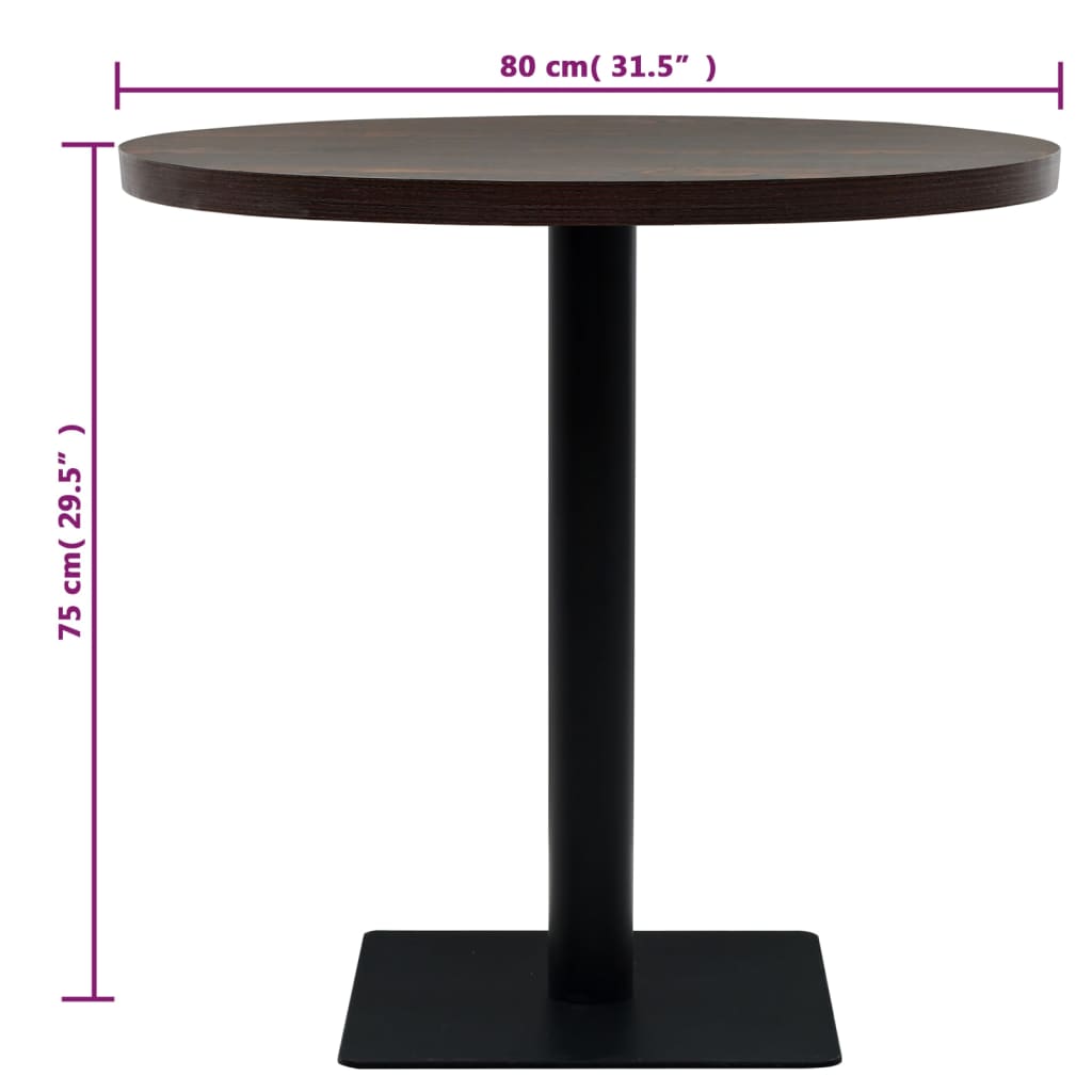 vidaXL Bistro Table Kitchen Bar Table Dining Room Table MDF and Steel Round-26