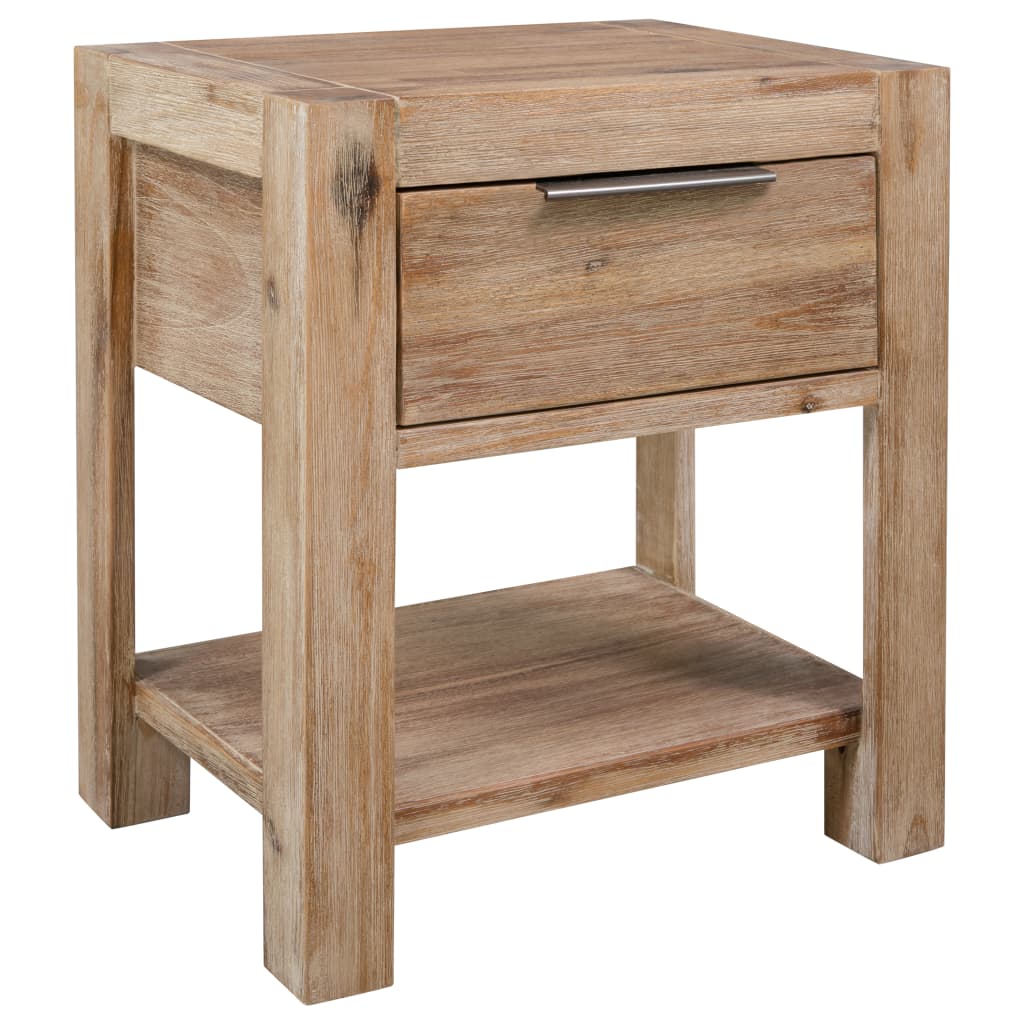 vidaXL Nightstand Bedside Cabinet Nightstand with Drawer Solid Wood Acacia-5
