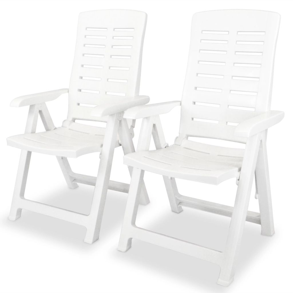 vidaXL Reclining Patio Chairs Outdoor Stack Dining Chair with Armrest Plastic-37