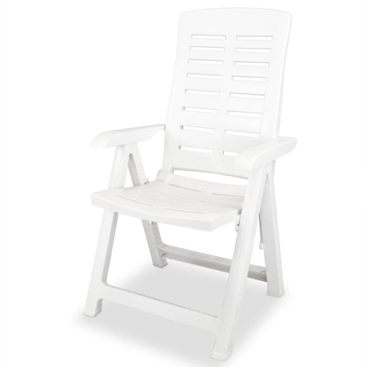vidaXL Reclining Patio Chairs Outdoor Stack Dining Chair with Armrest Plastic-4