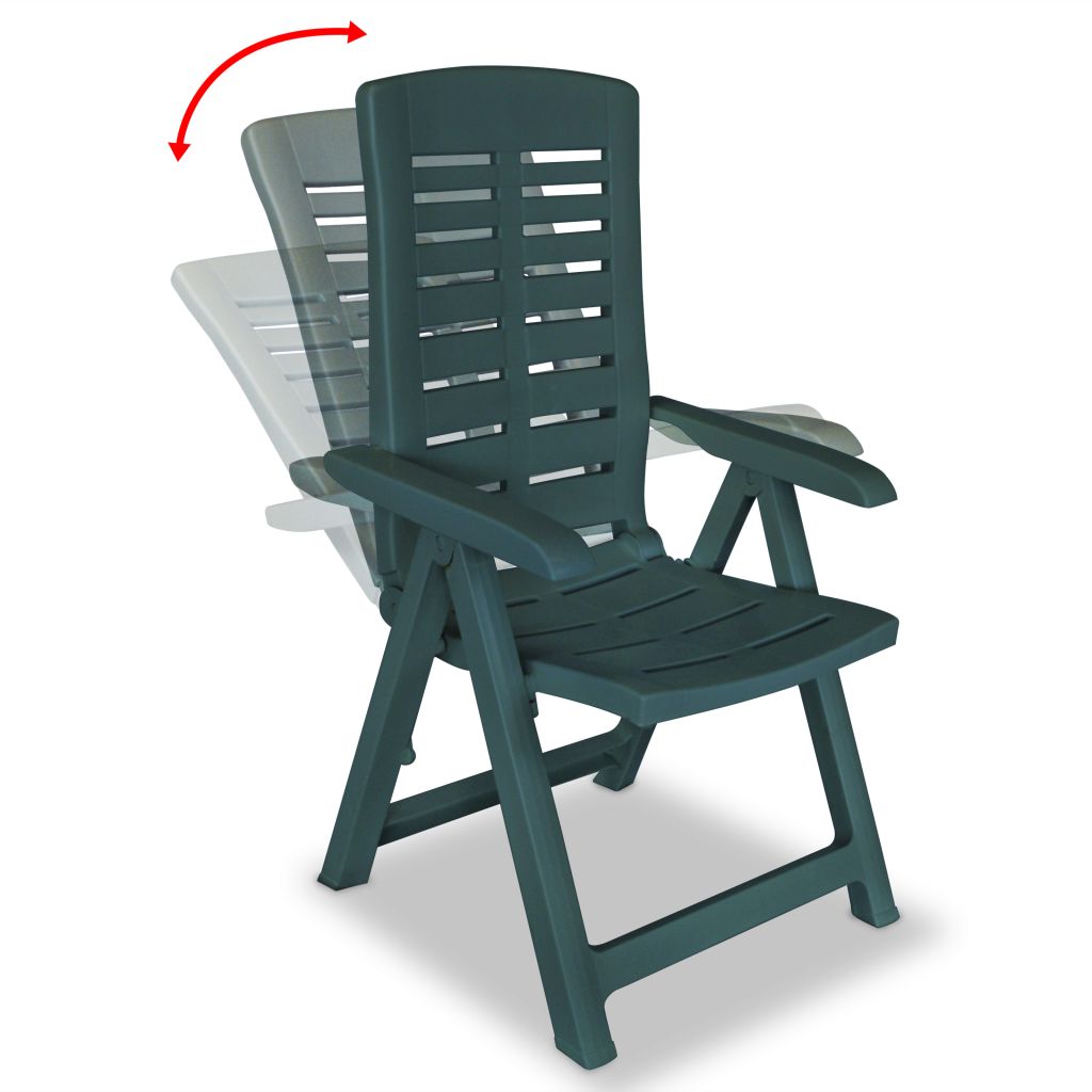 vidaXL Reclining Patio Chairs Outdoor Stack Dining Chair with Armrest Plastic-13