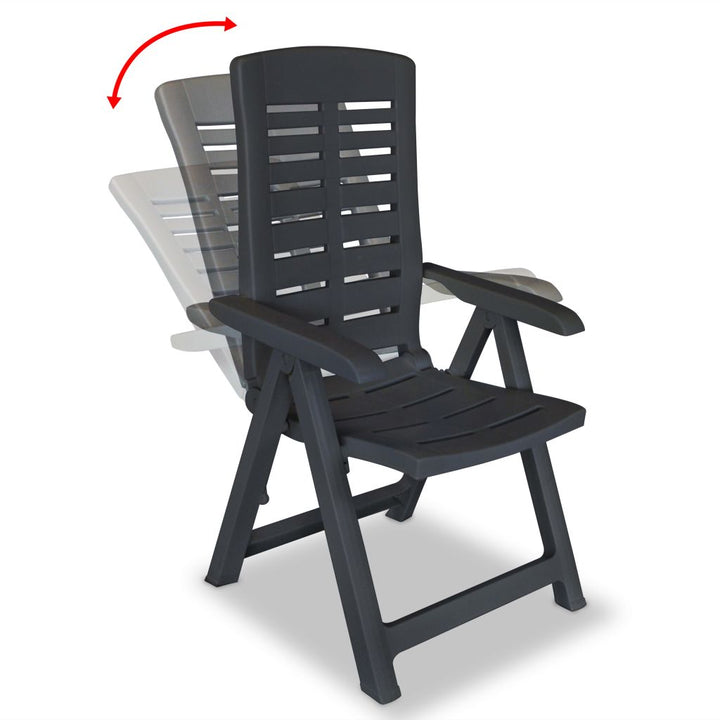 vidaXL Reclining Patio Chairs Outdoor Stack Dining Chair with Armrest Plastic-27