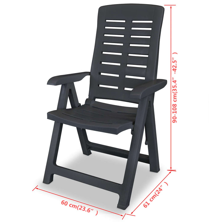 vidaXL Reclining Patio Chairs Outdoor Stack Dining Chair with Armrest Plastic-31