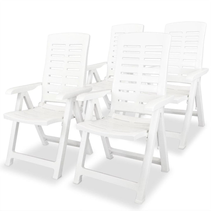 vidaXL Reclining Patio Chairs Outdoor Stack Dining Chair with Armrest Plastic-1