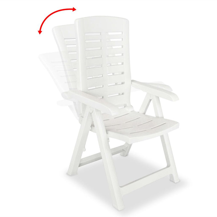 vidaXL Reclining Patio Chairs Outdoor Stack Dining Chair with Armrest Plastic-6