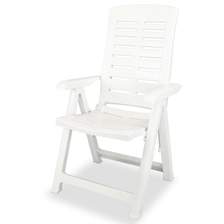 vidaXL Reclining Patio Chairs Outdoor Stack Dining Chair with Armrest Plastic-11