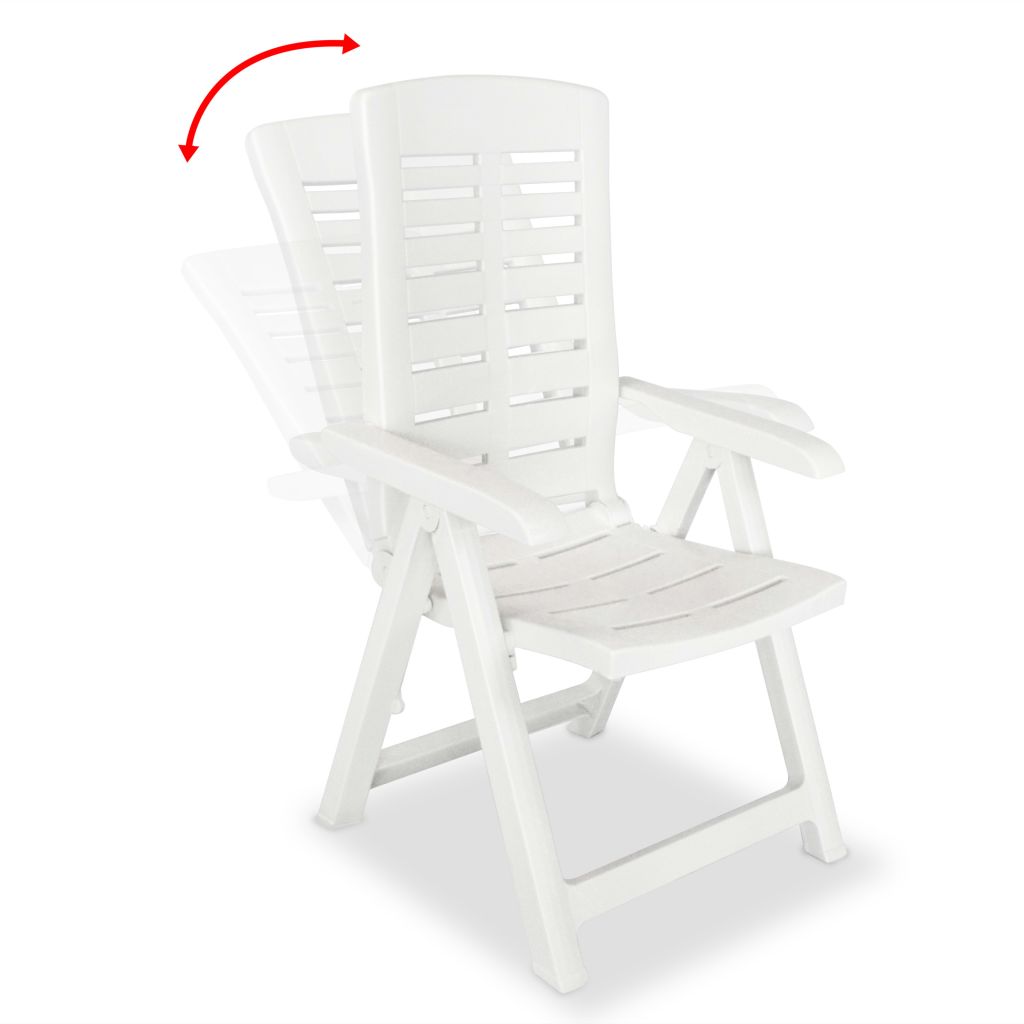 vidaXL Reclining Patio Chairs Outdoor Stack Dining Chair with Armrest Plastic-20