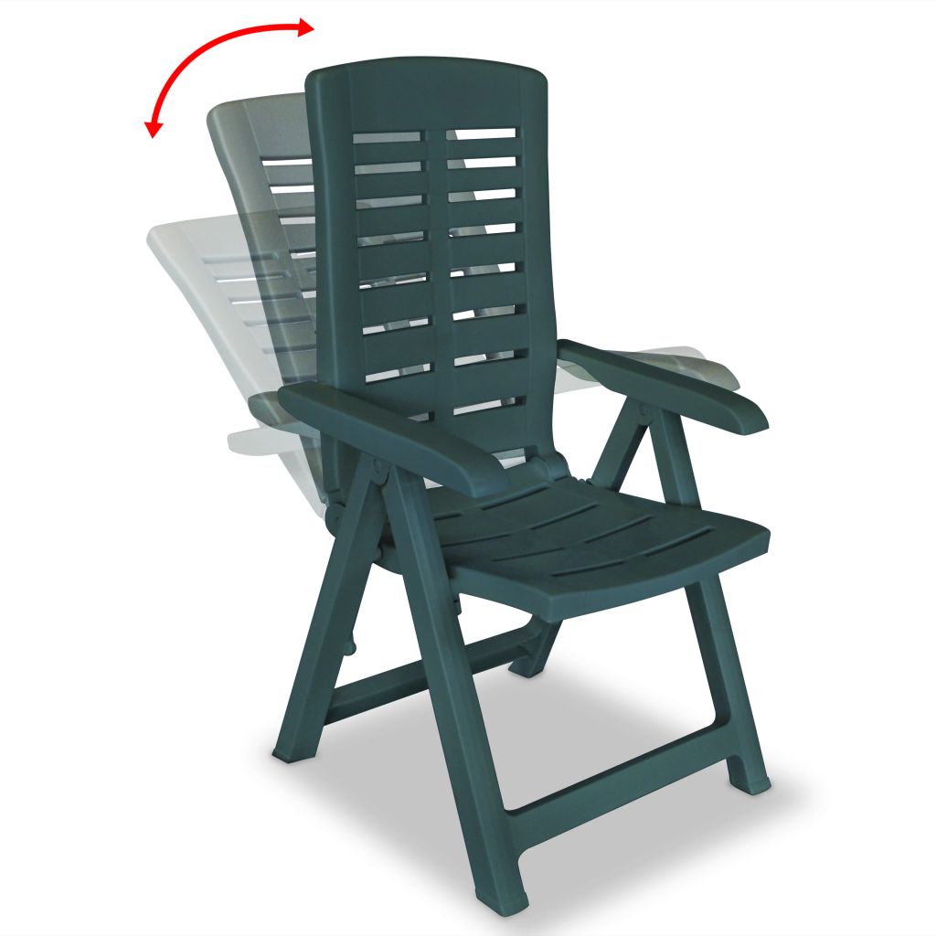 vidaXL Reclining Patio Chairs Outdoor Stack Dining Chair with Armrest Plastic-0