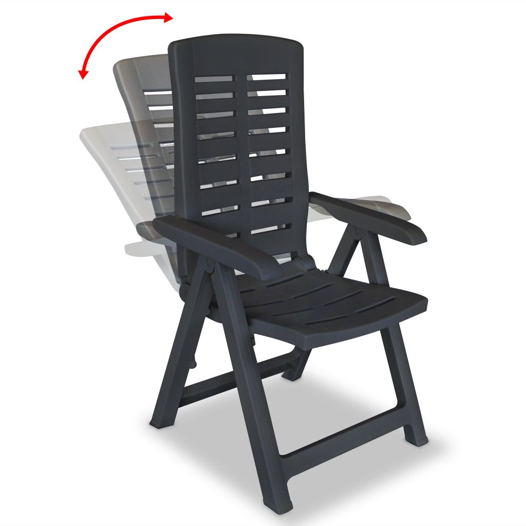 vidaXL Reclining Patio Chairs Outdoor Stack Dining Chair with Armrest Plastic-14