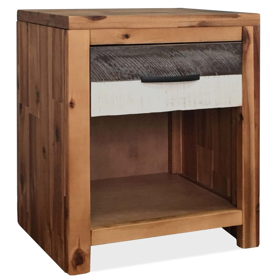 vidaXL Nightstand Bedside Table with Compartment Cabinet Solid Wood Acacia-0